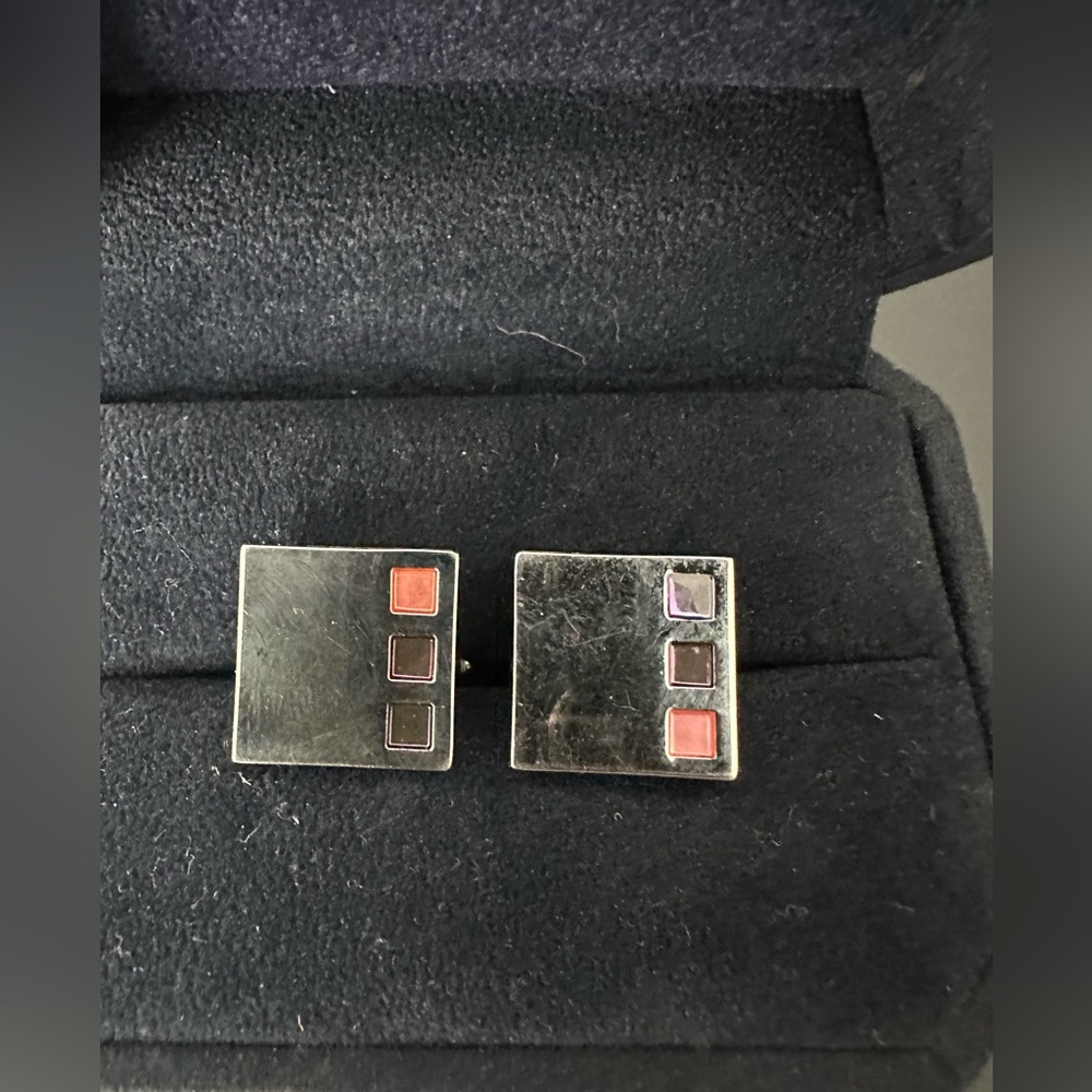 Men’s Silver Toned Cuff Links Squares in Square